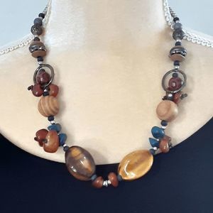 Chico's natural tones beaded necklace rustic